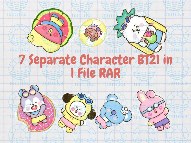 BT21 Summer Digital Sticker Pack – Fun Beach Theme Digital Download - Etsy