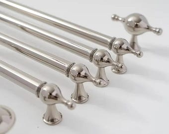 Puxadores modernos para armários, puxadores de níquel polido, puxadores de luxo para armários, puxadores prateados para guarda-roupas, ferragens para móveis.