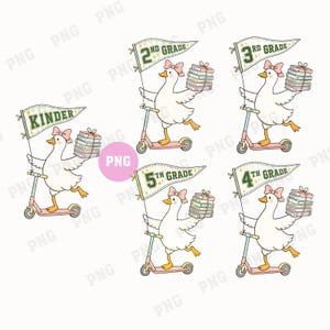 Back to School Teacher PNG, Funny Goose Scooter  Teacher Graphic, Teacher Goose Grade Level, First Day of School Png File, Instant Download