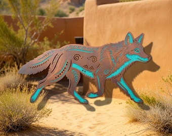Southwestern Coyote Metal Sign, Desert Wall Art, Rustic Decor