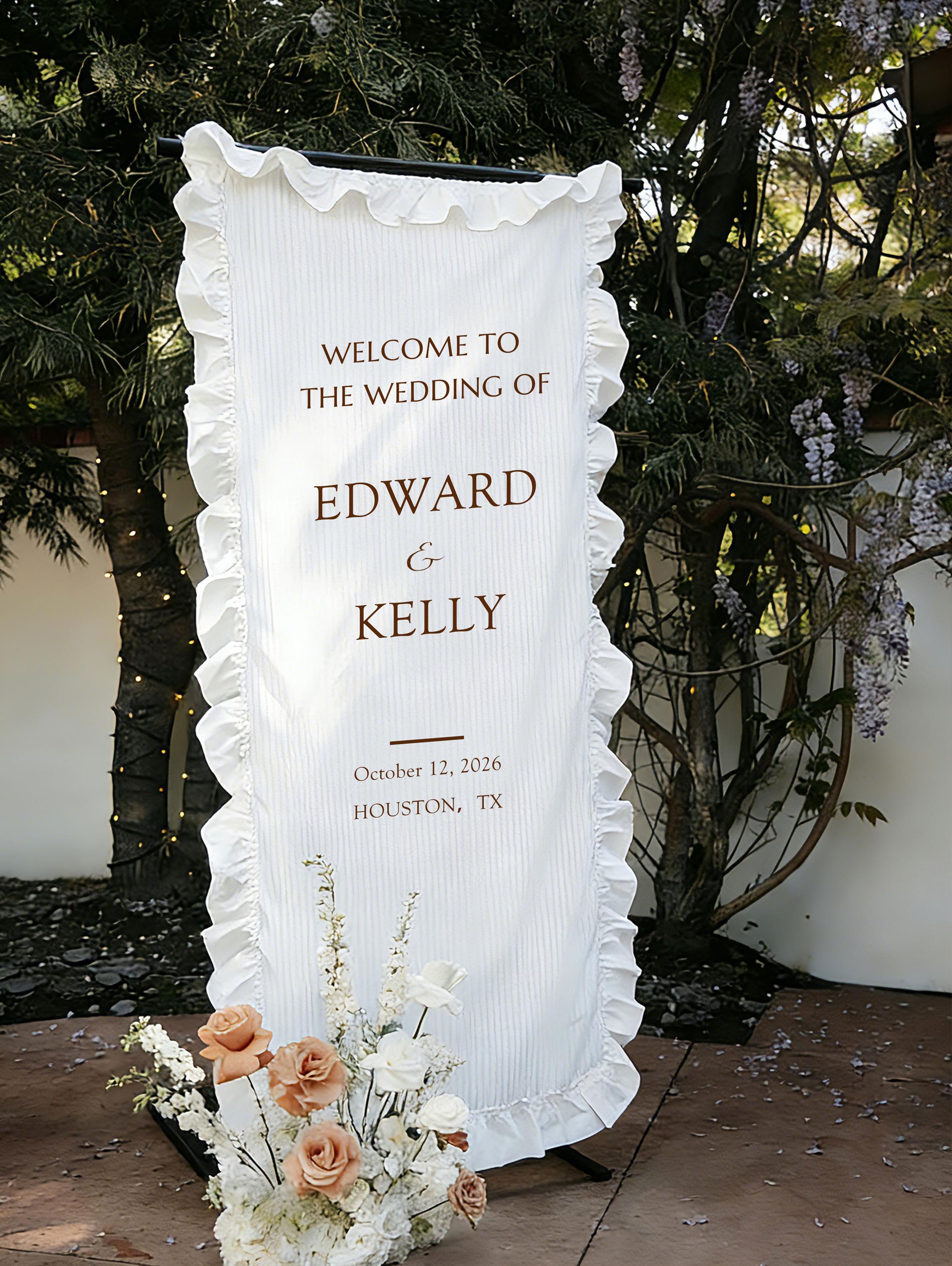 Raspberry Ruffle Retro Signs Ruffled Wedding Welcome Sign, Custom Flower Ruffled Fabric Banner - Etsy