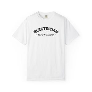 Electrician Wire Whisperer - Tradesman Shirt - Electrical Worker Tee - Funny Electrician Gift - Black Text image 1