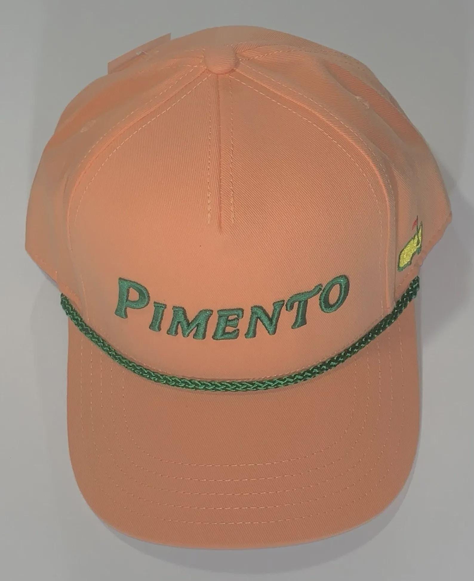 Masters Pimento Coral peach  Cap with Green Embroidery Masters Tournament Pimento Rope Hat- NWOT - | Mercari main image 4