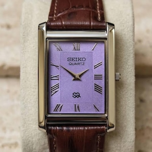 時計 Vintage Seiko Quartz Purple women works Seiko Tank Purple Dial - Etsy