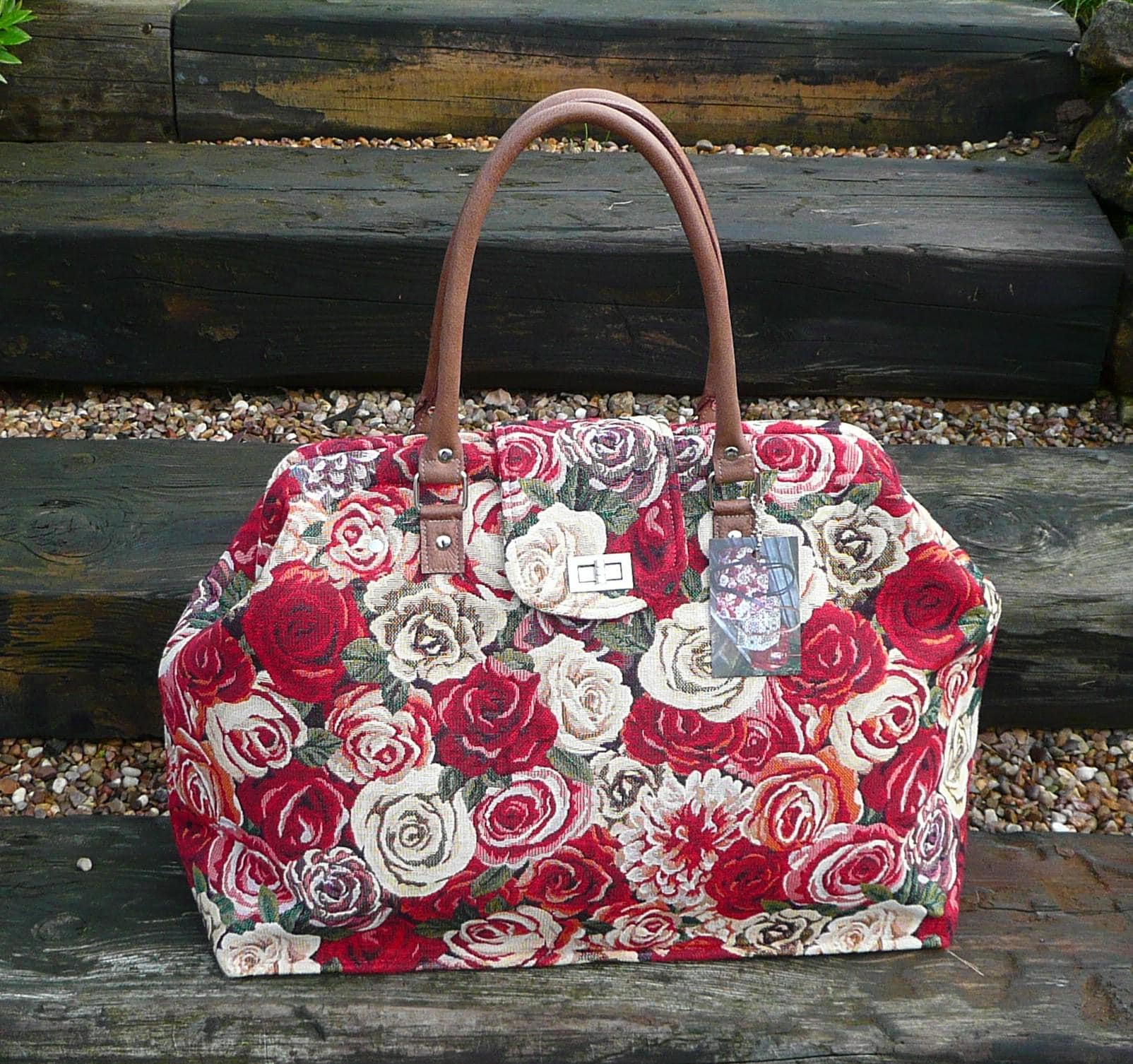 Weekender Bag Carpet Bag Rose Tapestry Bag Mary Poppins Style Carpet Bag Overnight Bag Travel Bag Weekend Bag Red Rose Fabric Bag Etsy