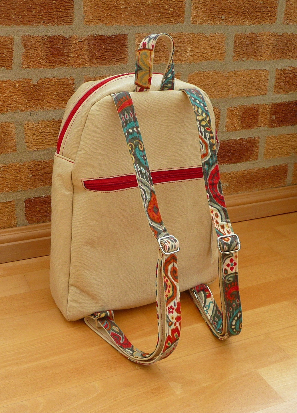Paisley leather hand painted backpack / handbag Vera Bradley Painted Paisley Pattern Mid-Sized Backpack  main image 3