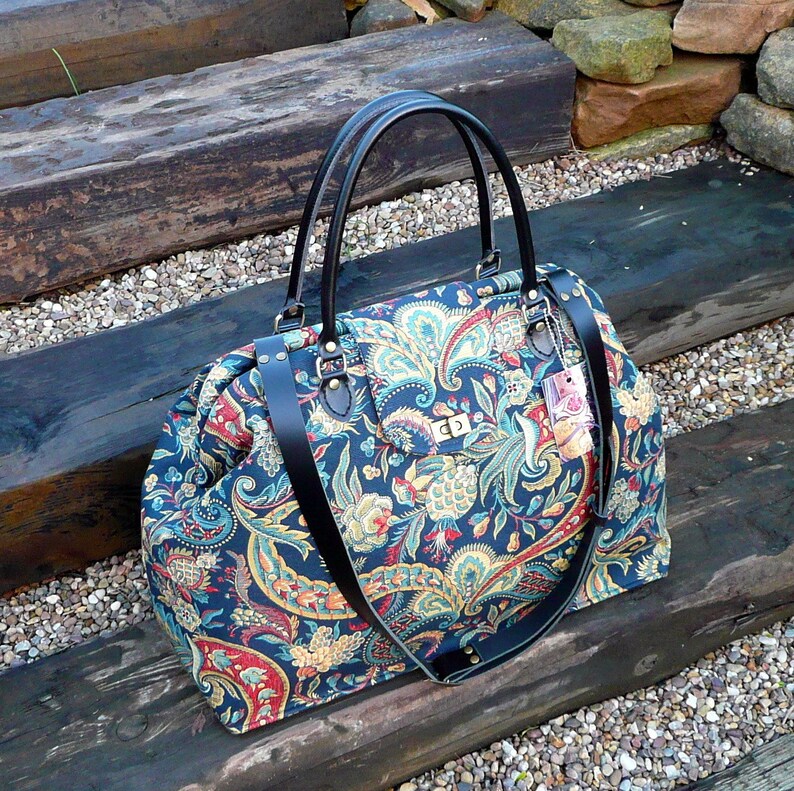 Blue Paisley Print Weekender Bag