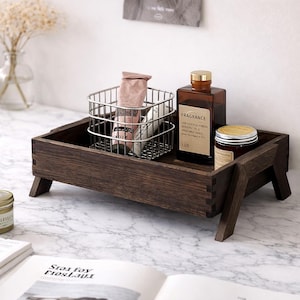 Solid Wood Tray Rectangular Wooden Serving Tray, Cosmetic Storage Rack