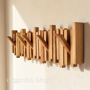 Massief houten pianosleutel muurhaakrek, organisator hal kleerhanger, modern interieur