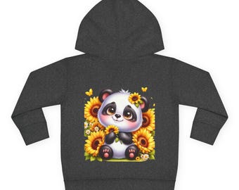 Sudadera con capucha para niños pequeños con estampado de panda y girasol / Ropa infantil acogedora con forro polar