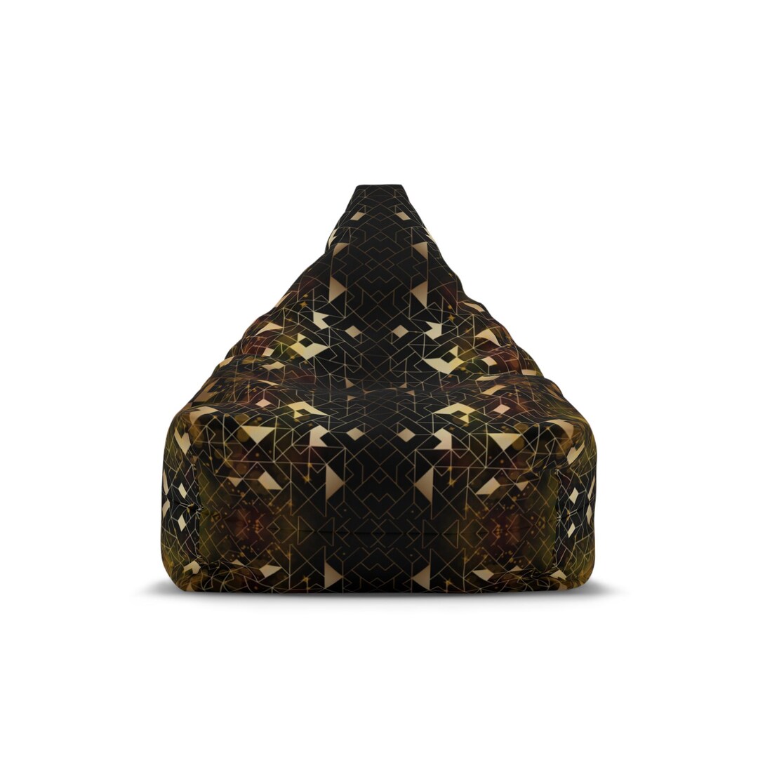 Geometric Camo Pattern Bean Bag Chair Cover Abstract Forest Tones