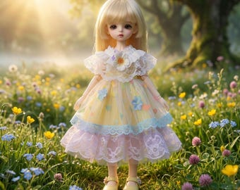1/6 BJD Ob22 Ob24 Abito in tulle pastello da fata giallo viola YoSD 30 cm 12 pollici Abiti per bambola alla moda in un pezzo