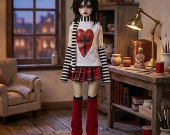 1/4 1/6 BJD Grunge Punk Set da 5 pezzi o Canotta con croce a cuore Vestiti singoli per bambole emo MSD YoSD Separati