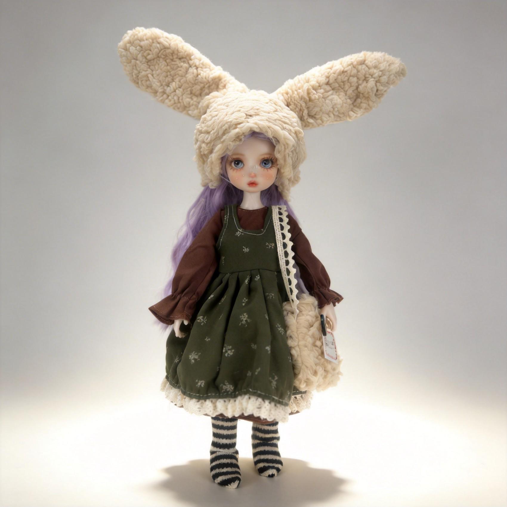 1/6 Yosd BJD Doll Outfit – Forest Bunny Style, Floral Dress, Rabbit Hat ...