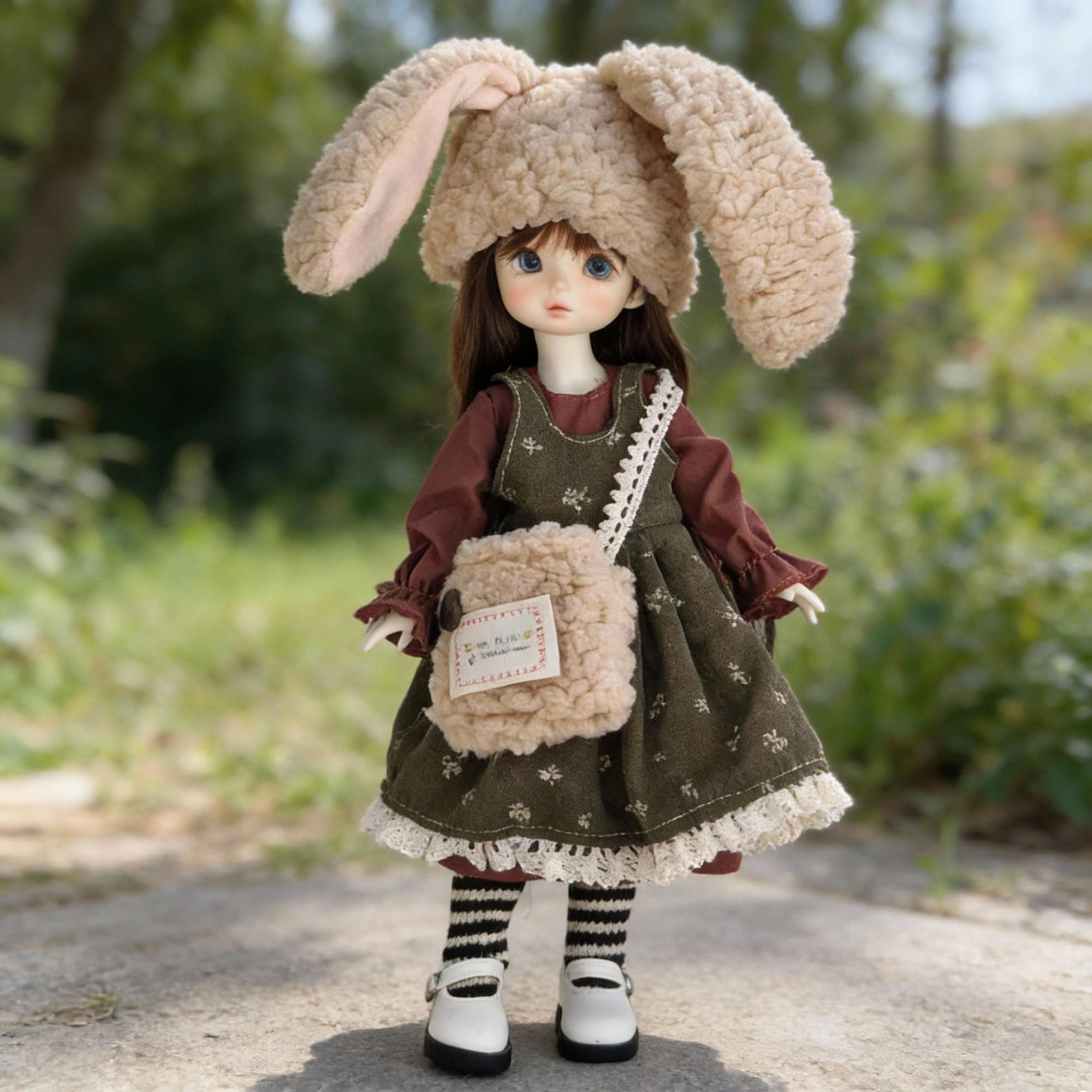 1/6 Yosd BJD Doll Outfit – Forest Bunny Style, Floral Dress, Rabbit Hat ...