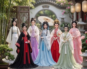 1/3 BJD Clothes Hanfu Collection 7 Colors Traditional Chinese Dress SD 60 cm 4-Picket Set Fairycore Wuxia Smart Doll Outfit