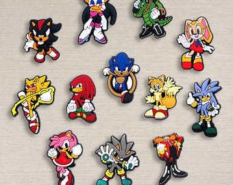 Cartoon Character Shoe Charms Set Cute Fast Blue Hero Style Animal Friends Colorful Kids Shoe Accessories Gift for Boys Girls