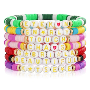 Katseye Beaded Bracelets Set, Colorful Alphabet Stack, Music Tour Fan Jewelry