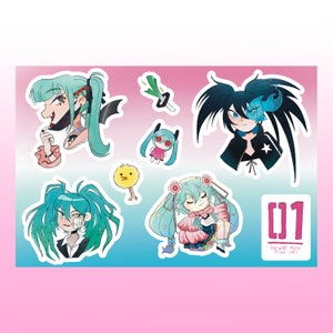 Hoja de pegatinas Miku