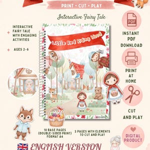 Libro de actividades de Caperucita Roja / Cuento de hadas interactivo en PDF (A4)