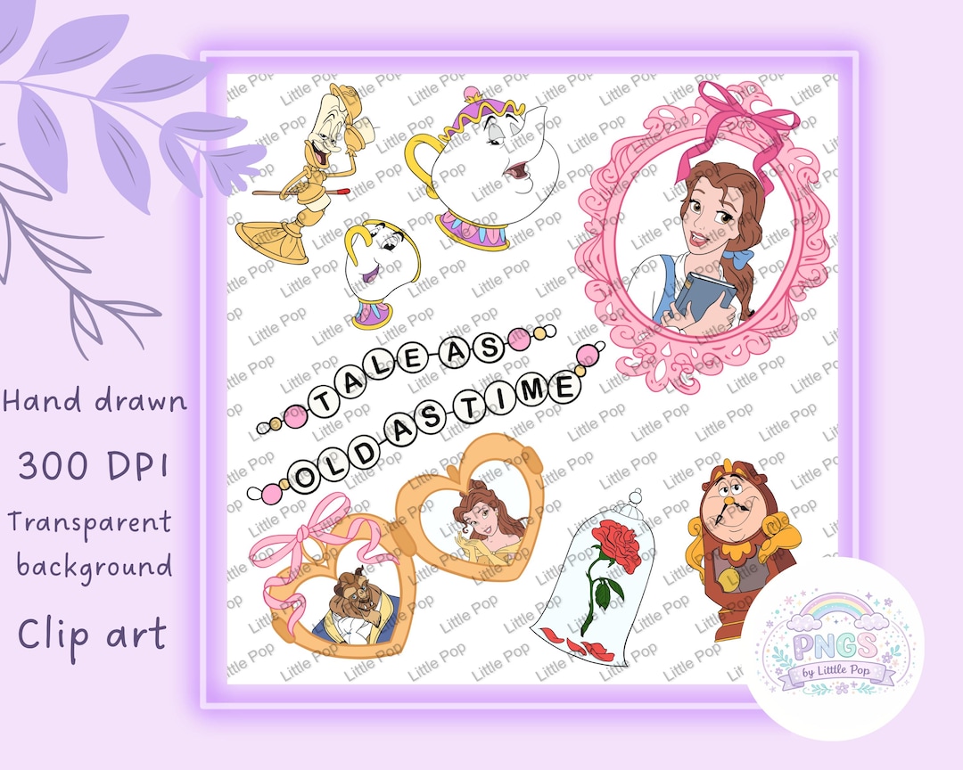 Beauty and the Beast Clip Art Bundle | Hand Drawn 300 DPI PNG ...