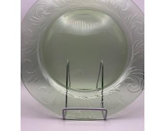 Plato para tarta Fire-King Philbe de vidrio verde estilo Depression Glass de 23 cm (9 pulgadas), vintage, modelo 3120, fabricado en EE. UU.