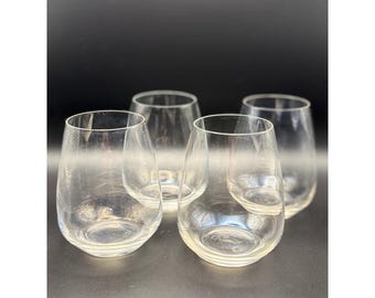 Juego de 4 copas de vino sin tallo Luigi Bormioli, de cristal transparente, fabricadas en Italia.