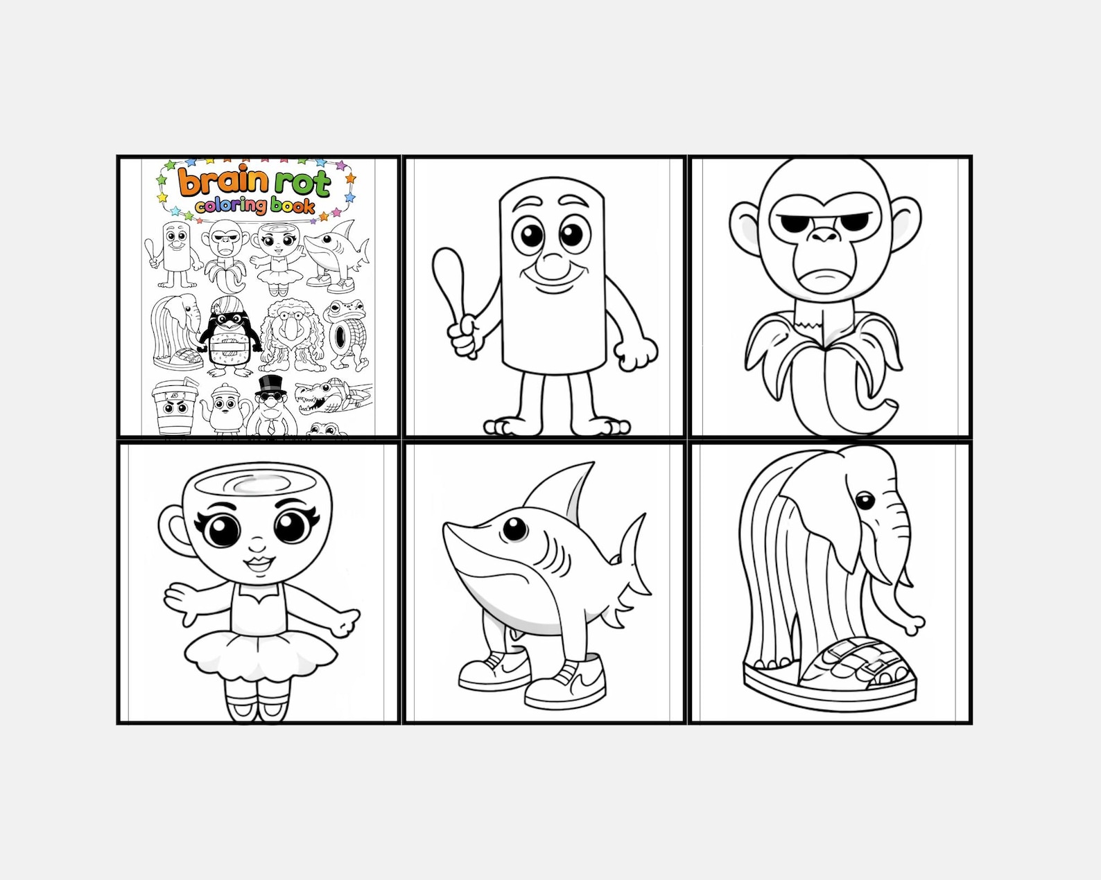 Brain Rot Coloring Book Template - Etsy