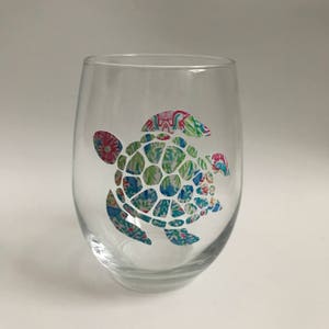 Sea Turtle Stemless Wine Glass 15oz Stemless Wine Glass Sea Life Wine Glass image 2
