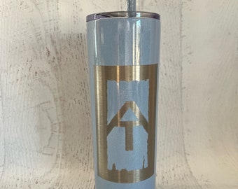 Appalachian Trail Blaze Marker Tumbler with Lid and Straw, 20oz Insulated Skinny Stainless Steel Tumbler, AT Hiking