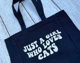 Just a girl who loves cats tote bag - cat lover tote bag, cat rescue tote bag, reusable eco friendly tote, cat mom gift