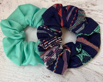 Serape Scrunchies - Gift Pack of 2 Scrunchies in Coordinating Fabrics, scrunchy, hair ties, hair scrunchy, gift ideas, stocking stuffer