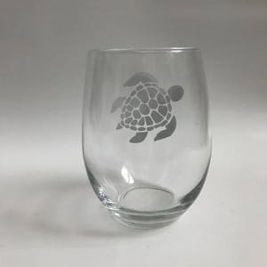 Sea Turtle Stemless Wine Glass 15oz Stemless Wine Glass Sea Life Wine Glass image 4