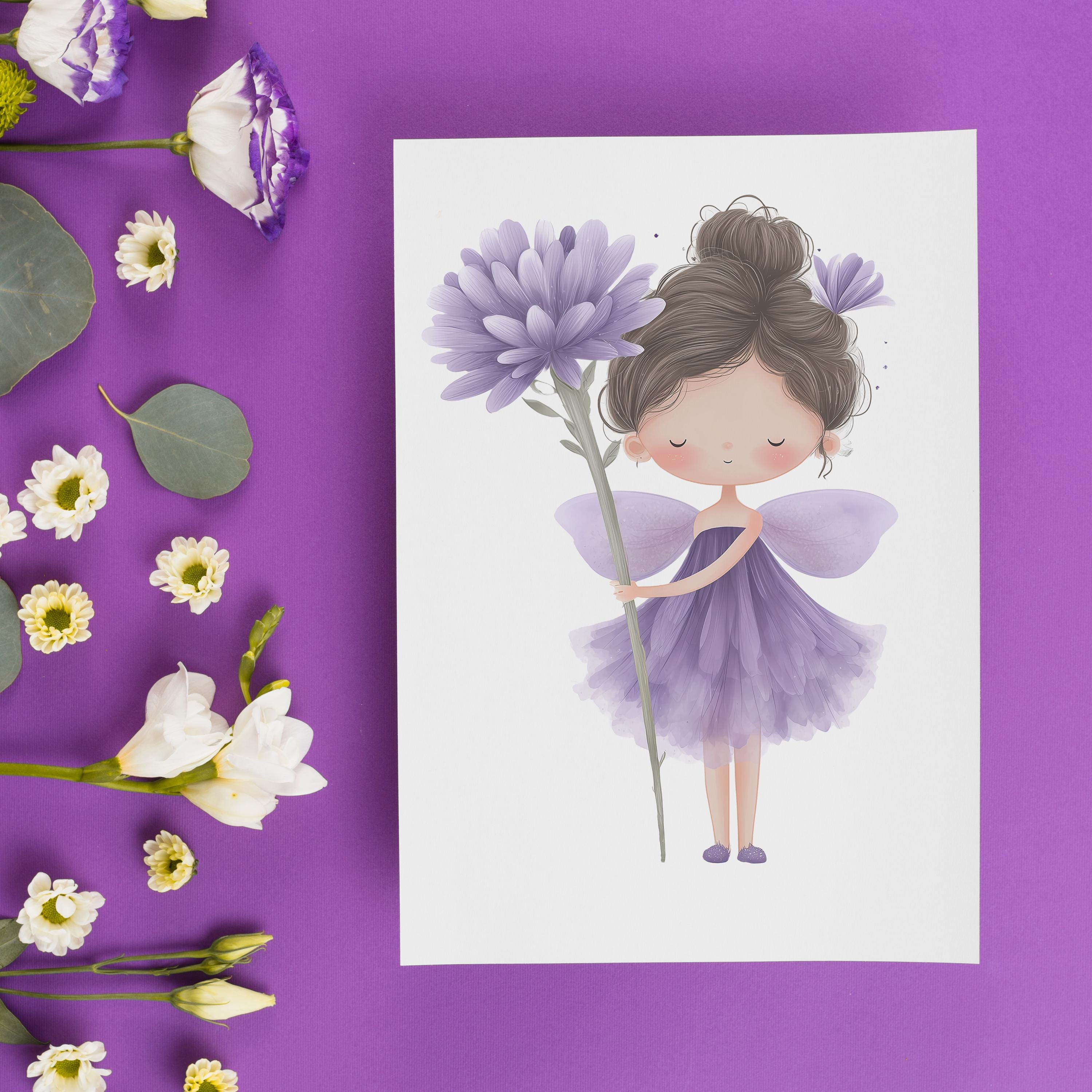 40 Watercolor Purple Fairy Clipart Set, Fairies Illustrations, Magic ...