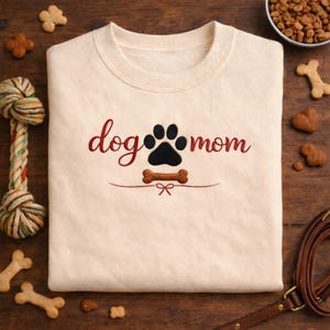 Custom name Paw Bone Script Crewneck Pullover Cozy Dog Mom Gift Women Cute Pet Lover Cream Embroidery Sweatshirt