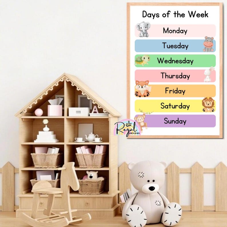 Animal Days of the Week Poster | Kids Learning Chart (digital Download ...