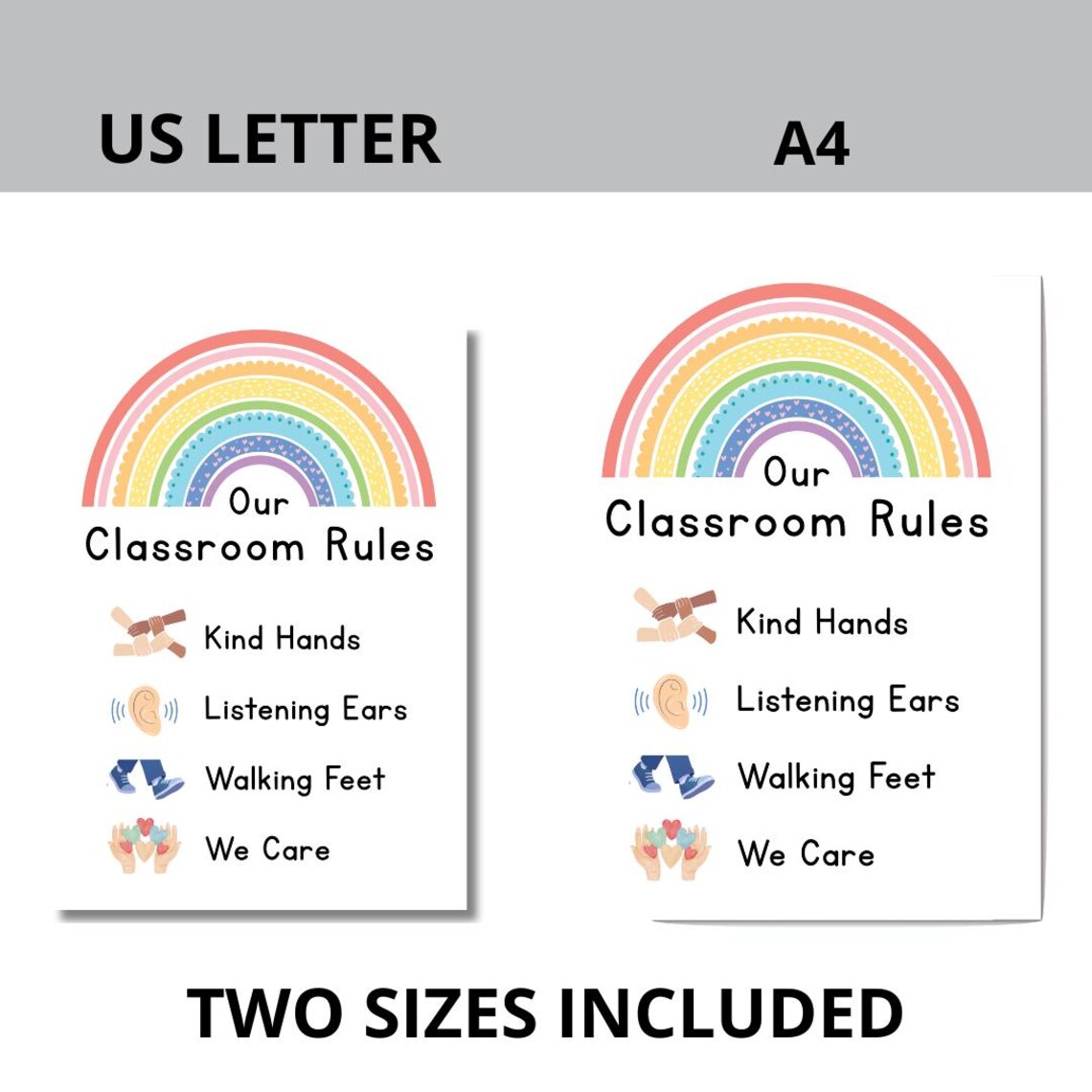 Pastel Rainbow Classroom Rules Poster | Calm Learning Environment | ECD ...