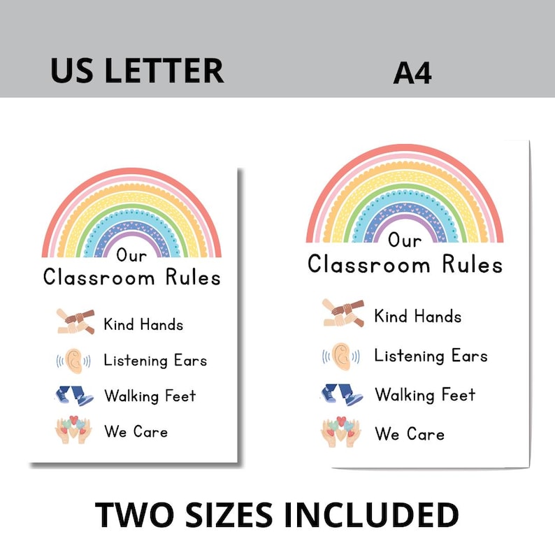 Pastel Rainbow Classroom Rules Poster | Calm Learning Environment | ECD ...