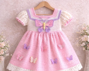 Butterfly Crochet Baby Frock Pattern | Pink Toddler Dress (2–3 Years) (Digital Pattern)