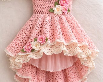 Crochet Baby Girl Dress Pattern | Lacy Princess High Low Skirt (PDF Download)