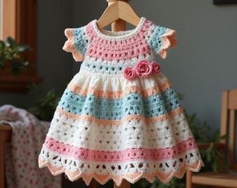 Baby Girl Crochet Dress Pattern | Vintage Style Frock PDF | Digital Download