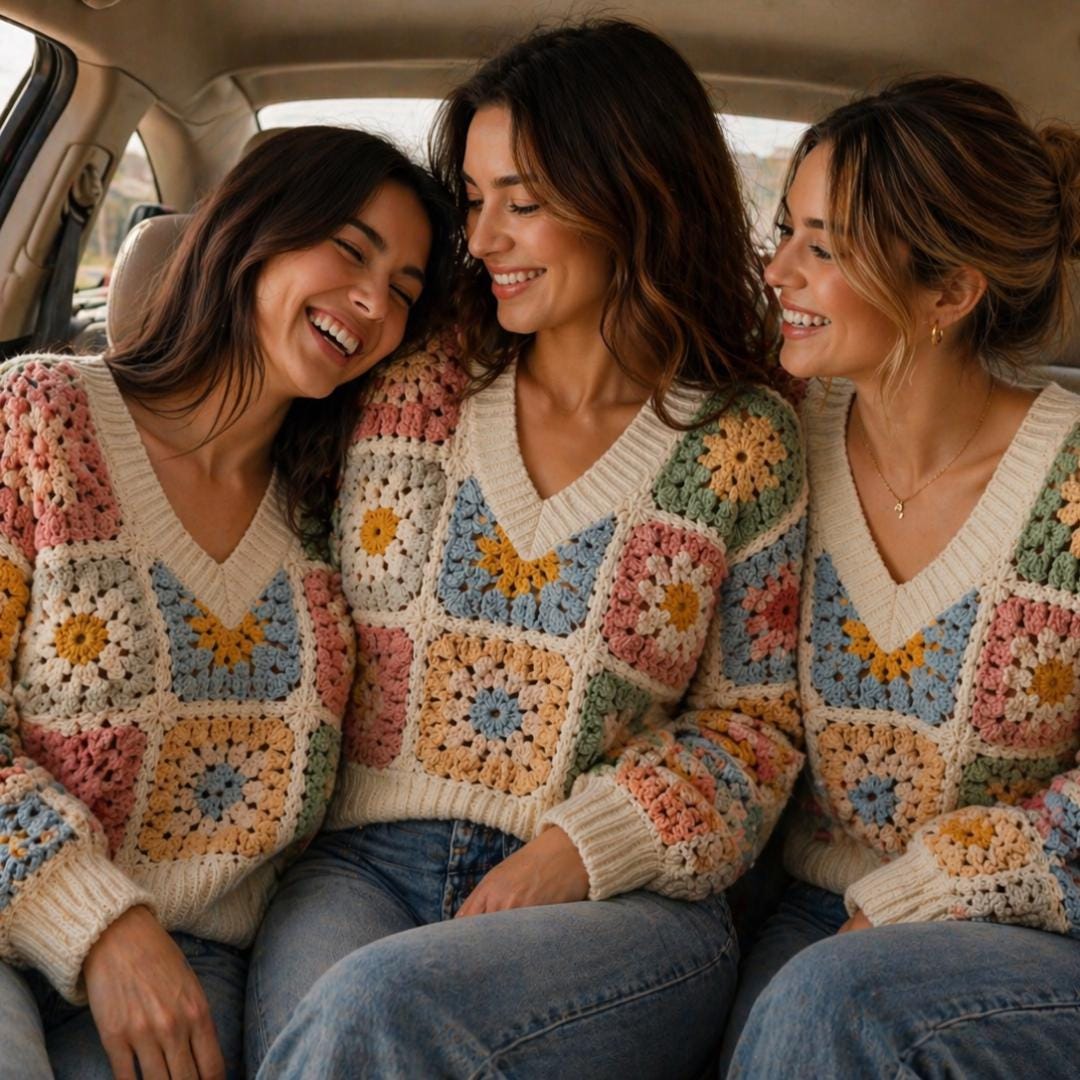 Crochet Granny Square Sweater Pattern | Boho Patchwork Pullover (PDF ...