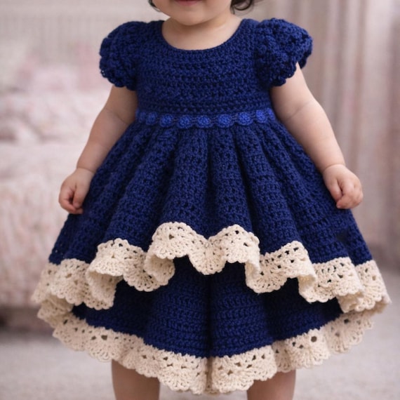 Navy Blue Crochet Baby Dress Pattern