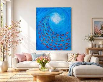 Canvas “View from the Abyss”, hand-painted abstract canvas (90 x 65 cm)