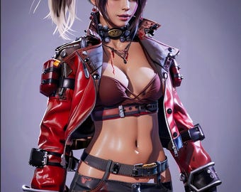 Sexy Cyberpunk Girl Leinwand bild - futuristisches Wandbild für moderne Wohnräume