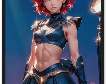 Sexy Fantasy Kriegerin Leinwand auf hochwertigem Rahmen - Wohnzimmer Dekor für Anime Liebhaber
