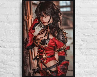 Rote Rüstung Druck auf Leinwand, Gothic Anime RPG Decor