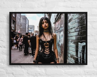 Gothic Korsett Fashion Leinwanddruck, Urban Street Art