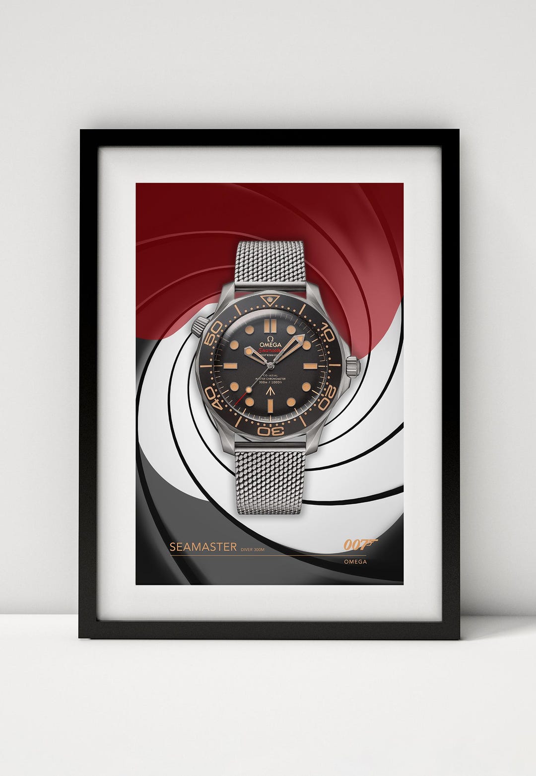 Omega Seamaster 300M James Bond Watch Print, Framed or Canvas Wall Art ...