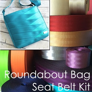 KIT - Seat Belt Bag - Roundabout Bag, you choose colors, seatbelt webbing, sewing kit, custom, personalized, purse, shoulder bag, tote,